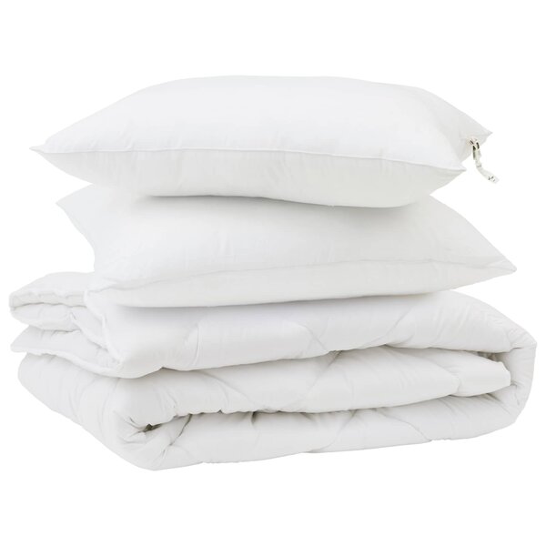 vidaXL Couette avec oreiller 3 pièces Blanc Microfibre