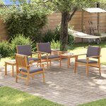 Ensemble de salle à manger de jardin 6 pièces avec coussins en bois d'acacia
