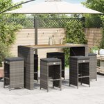 vidaXL Tabourets de bar de jardin et coussins lot de 6 résine tressée