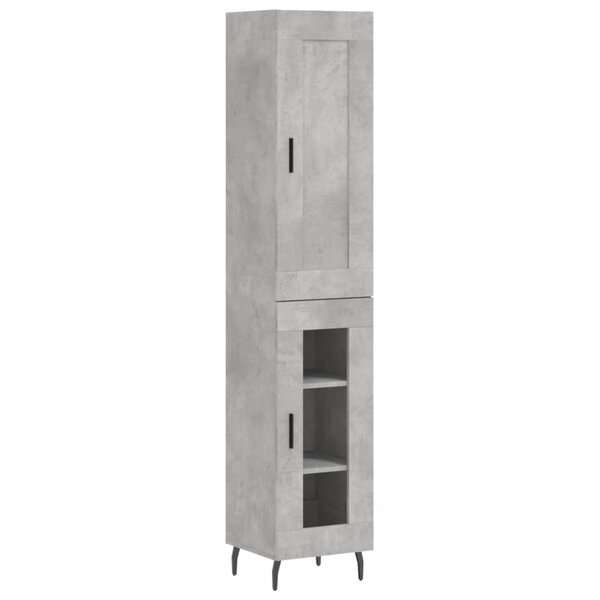 vidaXL Buffet haut Gris béton 34 5x34x180 cm Bois d'ingénierie