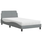 vidaXL Lit avec matelas Dover gris clair 100x200 cm tissu