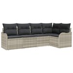 vidaXL Ensemble de canapé de jardin 5 Pièces Gris clair Poly rotin