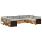 vidaXL Ensemble de canapés d'extérieur 9 Pièces Naturel et gris clair