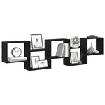 vidaXL Étagère cube murale 5 compartiments noir bois d'ingénierie