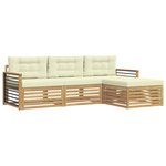 vidaXL Ensemble de canapés d'extérieur 4 Pièces Blanc et crème Polyester