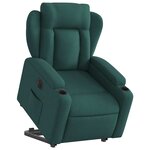 vidaXL Fauteuil inclinable électrique vert foncé tissu