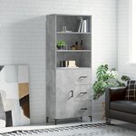 vidaXL Buffet haut Gris béton 69 5x34x180 cm Bois d'ingénierie