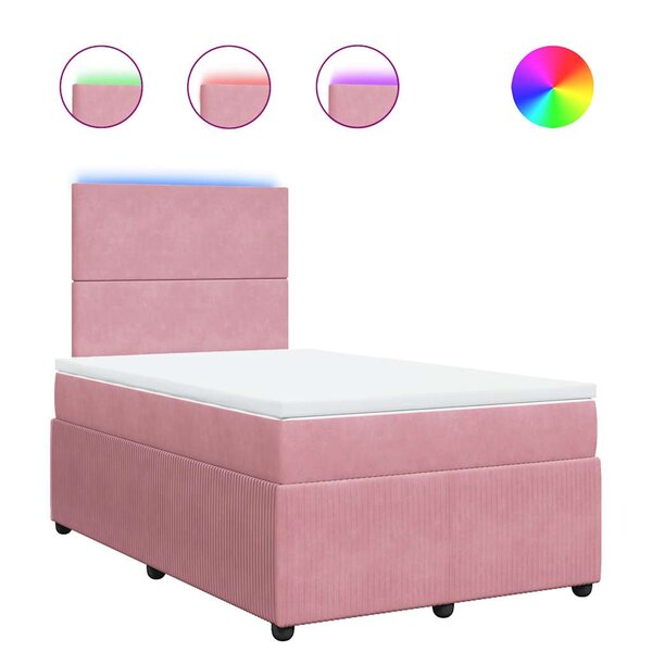 vidaXL Sommier à lattes de lit avec matelas rose 120x190 cm velours