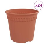 vidaXL Pot à fleurs rond 24 Pièces Rouge brique Ø 17 x 14 cm Plastique