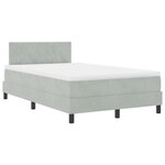 vidaXL Lit à ressorts avec matelas Gris clair Petit double Velours