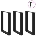 vidaXL Pieds de table à manger en U 3 pièces Noir 70 x (72-73) cm Acier