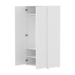 Flexa SAGA Armoire 2 portes a facades rainurees Blanche Pieds et boutons en chene