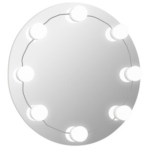vidaXL Miroir mural sans cadre avec lampes LED Rond Verre