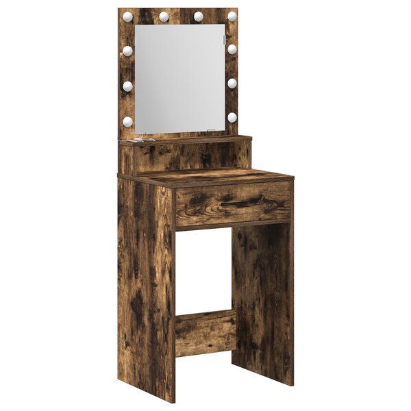 Coiffeuse vidaXL avec lumières LED en chêne fumé 50x41x135 cm