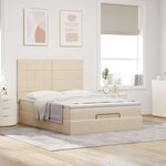 VidaXL Cadre de lit ottoman avec matelas crème 140x200 cm tissu