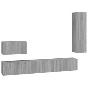 vidaXL Ensemble de meubles TV 4 Pièces Sonoma gris Bois d'ingénierie
