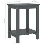 vidaXL Table de chevet gris foncé 35x30x47 cm bois de pin massif