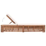 vidaXL Chaise longue avec coussin crème Bois de teck solide