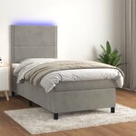 vidaXL Sommier à lattes de lit avec matelas et LED Gris clair 90x200cm