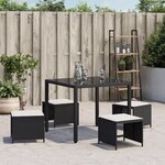 vidaXL Tabourets de jardin et coussins lot de 4 noir 40x40x35 cm rotin