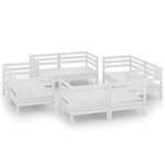 vidaXL Salon de jardin 8 Pièces Blanc Bois de pin massif
