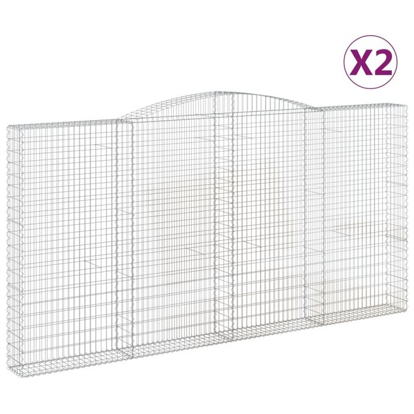 vidaXL Paniers à gabions arqués 2 Pièces 400x30x200/220 cm Fer galvanisé