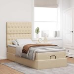 vidaXL Cadre de lit ottoman avec matelas crème 100x200cm tissu