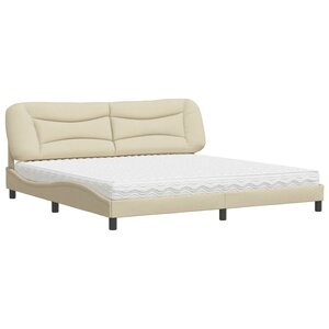 vidaXL Lit avec matelas Hvar crème 200x200 cm tissu