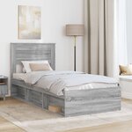 vidaXL Cadre de lit Gris Sonoma 75 x 190 cm Pin massif