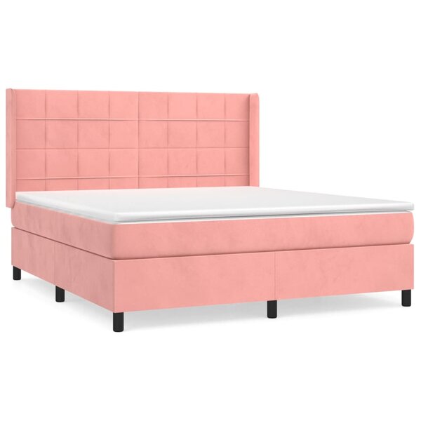 vidaXL Sommier à lattes de lit avec matelas Rose 180x200 cm Velours