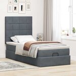 vidaXL Cadre de lit ottoman avec matelas gris foncé 100x200 cm velours
