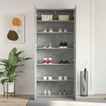 vidaXL Cabinet à chaussures Gris 80 x 35.5 x 180 cm Bois d'ingénierie