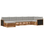 vidaXL Ensemble de canapés d'extérieur 7 Pièces Naturel et gris clair