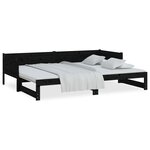 vidaXL Lit coulissant Noir Bois de pin solide 2x(90x190) cm