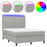 vidaXL Sommier à lattes de lit et matelas et LED Gris clair 140x190 cm