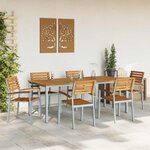 vidaXL Ensemble de salle à manger pour jardin 7 Pièces Gris et marron