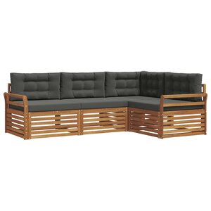 vidaXL Ensemble de canapés d'extérieur 4 pc Naturel et Anthracite