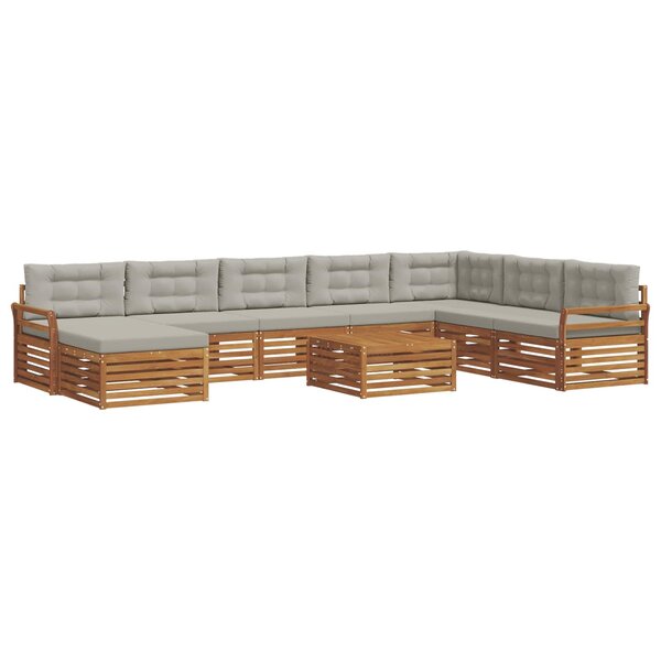 vidaXL Ensemble de canapés d'extérieur 9 Pièces Gris Naturel et Clair