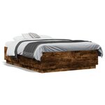 vidaXL Cadre de lit chêne fumé 135x190 cm bois d'ingénierie
