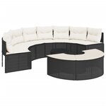 vidaXL Salon de jardin 3 Pièces demi-rond noir résine tressée