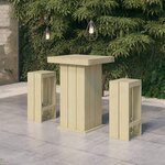 vidaXL Meubles de bar de jardin 3 Pièces Bois de pin imprégné