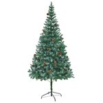vidaXL Sapin de Noël artificiel pré-éclairé et pommes de pin 210 cm