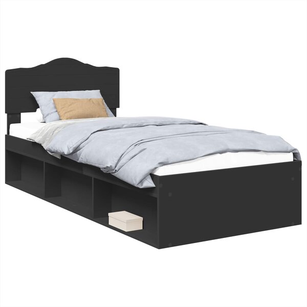 vidaXL Cadre de lit Noir 100 x 200 cm Bois de pin massif