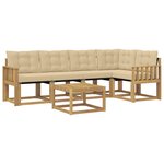 vidaXL Ensemble de canapés d'extérieur 6 Pièces Blanc et Beige
