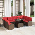 vidaXL Ensemble de canapé de jardin 10 Pièces Marron Poly rotin