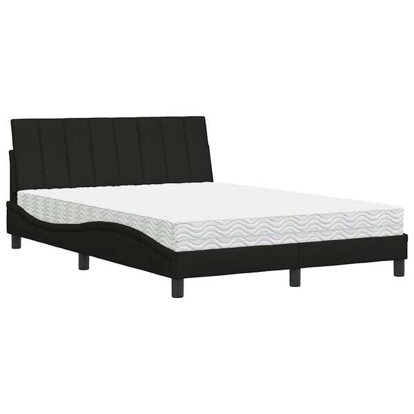 vidaXL Lit avec matelas Hanko noir 140x200 cm tissu