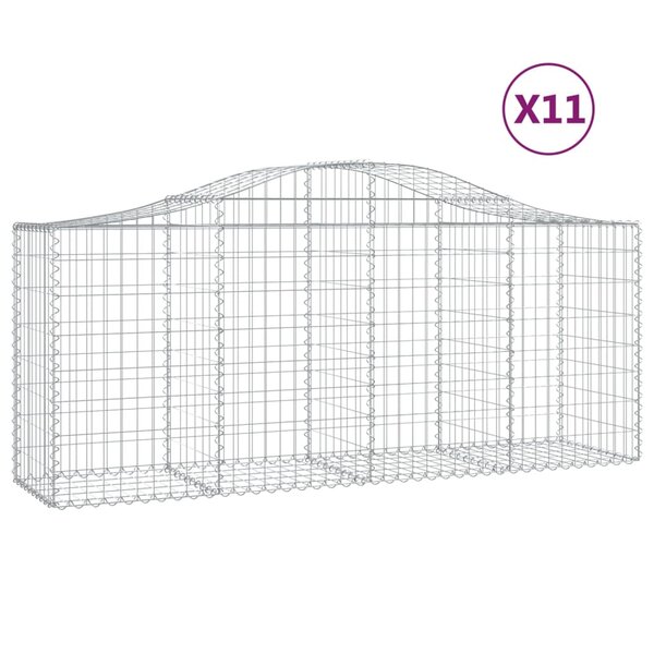 vidaXL Paniers à gabions arqués 11 Pièces 200x50x80/100 cm Fer galvanisé
