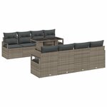 vidaXL Ensemble de canapé de jardin avec coussin 9 Pièces Gris Poly rotin