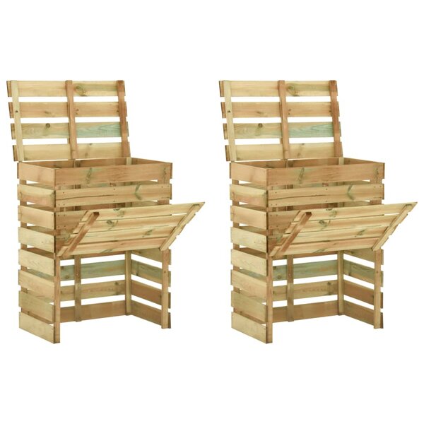 vidaXL Composteur de jardin à lattes 2 Pièces 80x50x100 cm Pin imprégné