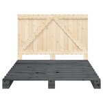 vidaXL Cadre de lit avec tête de lit gris 140x200 cm bois pin massif